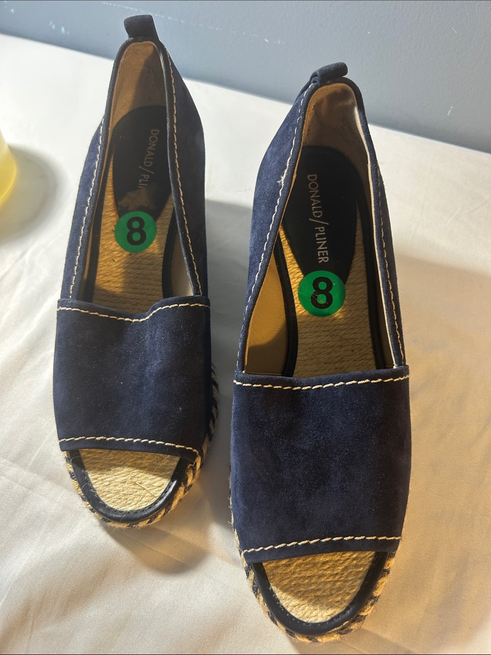Donald J. Pliner Navy Suede Espadrille Wedge Sandals